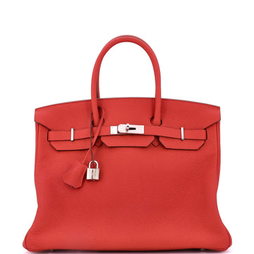 Hermes Birkin Handbag Red Togo with Palladium Hardware 35