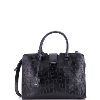 Saint Laurent Monogram Cabas Crocodile Embossed Leather Baby