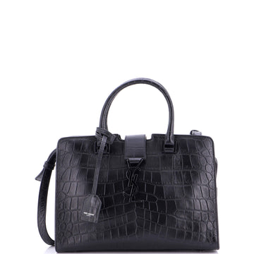 Saint Laurent Monogram Cabas Crocodile Embossed Leather Baby