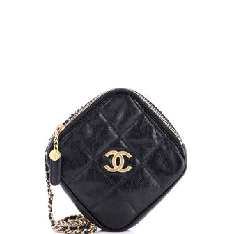 Chanel Diamond Chain Crossbody Bag Quilted Caviar Small