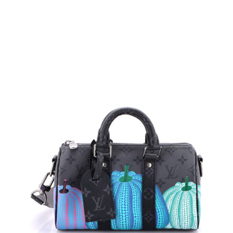Louis Vuitton Keepall Bandouliere Bag Yayoi Kusama Pumpkins Reverse Monogram Eclipse Canvas 25