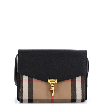 Burberry Macken Crossbody Bag Leather and House Check Canvas Small