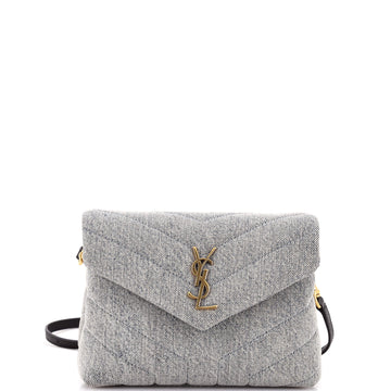 Saint Laurent Loulou Shoulder Bag Matelasse Chevron Denim Toy