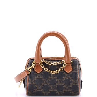 Celine Boston Bag Triomphe Coated Canvas Mini