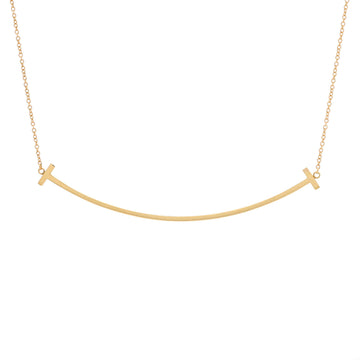 Tiffany & Co. T Smile Pendant Necklace 18K Yellow Gold Large