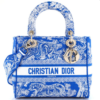 Christian Dior Lady D-Lite Bag Embroidered Canvas Medium
