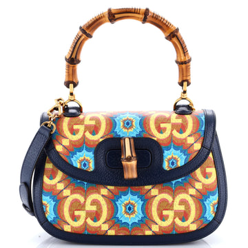 Gucci Bamboo 1947 Top Handle Bag Kaleidoscope Print GG Coated Canvas Medium
