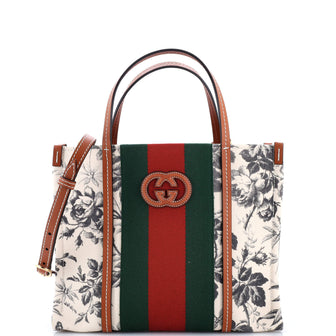 Gucci Interlocking G Web Tote Printed Canvas Small
