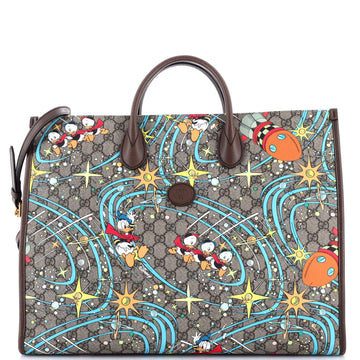 Gucci Disney Donald Duck Convertible Tote Printed GG Coated Canvas Large