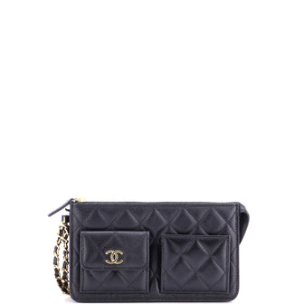 Chanel Polly Pocket Wristlet Pouch Quilted Caviar
