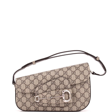 Gucci Horsebit 1955 Asymmetric Shoulder Bag GG Coated Canvas Small