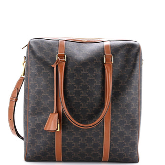 Celine Boston Bag Triomphe Coated Canvas Vertical