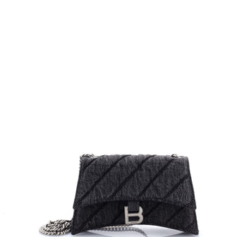 Balenciaga Crush Chain Flap Bag Quilted Denim Small