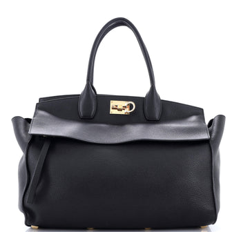 Salvatore Ferragamo Studio Soft Satchel Leather Large