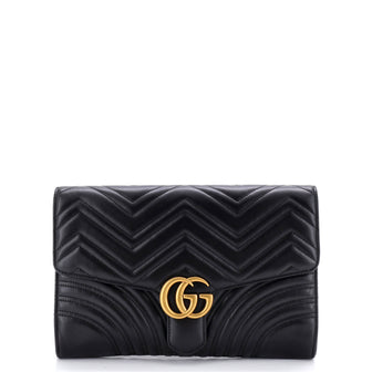 Gucci GG Marmont Flap Clutch Matelasse Leather