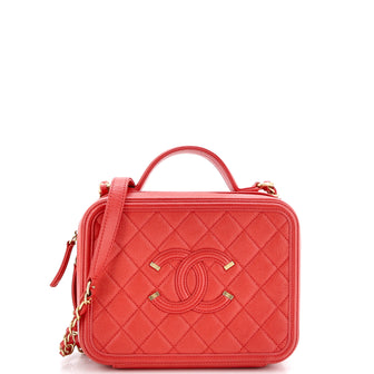 Chanel Filigree Vanity Case Quilted Caviar Medium