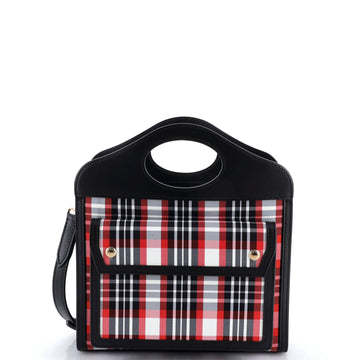 Burberry Pocket Tote Check Canvas with Leather Mini