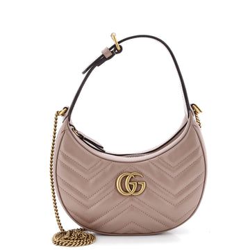 Gucci GG Marmont Half Moon Hobo Matelasse Leather Mini