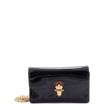 Louis Vuitton Cherrywood Chain Wallet Vernis with Monogram Canvas