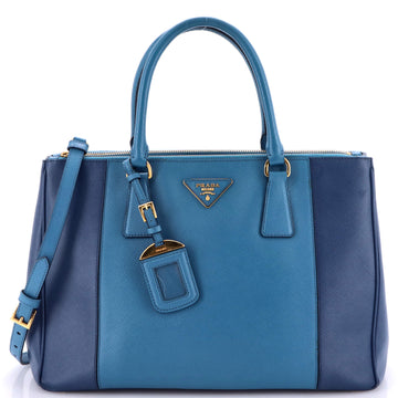 Prada Bicolor Double Zip Lux Tote Saffiano Leather Medium