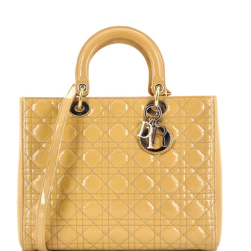 Christian Dior Lady Dior Bag Cannage Quilt Patent Large
