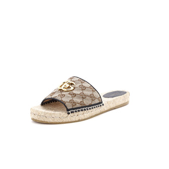 Gucci Women's GG Marmont Espadrilles Slide Sandals Diagonal Quilted GG Canvas