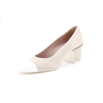 Chanel Women's Cap Toe Chain Pumps Suede and Patent