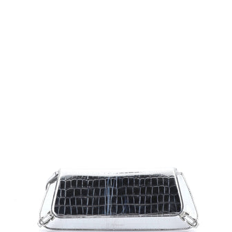 Givenchy Voyou Strap Clutch Crocodile Embossed Leather East West