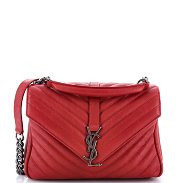 Saint Laurent Classic Monogram College Bag Matelasse Chevron Leather Medium