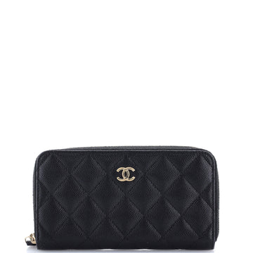 Chanel Zip Around Wallet Quilted Caviar Small