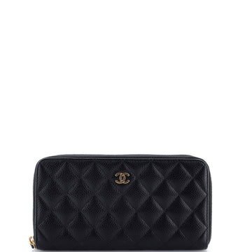 Chanel Zip Around Wallet Quilted Caviar Long
