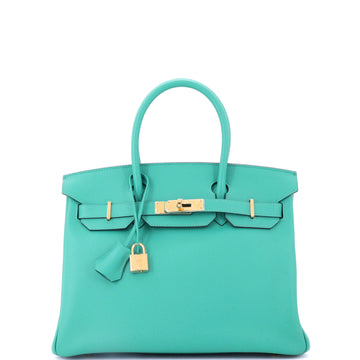 Hermes Birkin Handbag Green Epsom with Gold Hardware 30