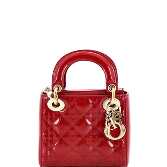Christian Dior Lady Dior Chain Bag Cannage Quilt Patent Mini