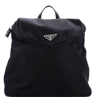 Prada Zipped Triangle Flap Backpack Re-Nylon and Leather