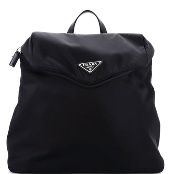 Prada Zipped Triangle Flap Backpack Re-Nylon and Leather