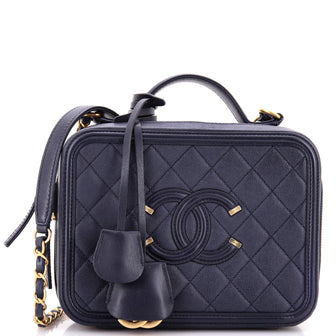 Chanel Filigree Vanity Case Quilted Caviar Medium