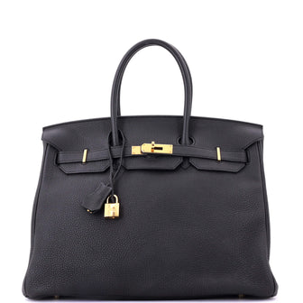 Hermes Birkin Handbag Black Togo with Gold Hardware 35