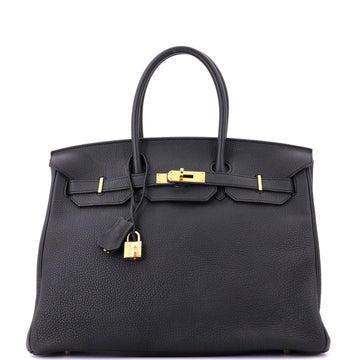 Hermes Birkin Handbag Black Togo with Gold Hardware 35
