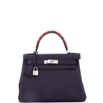 Hermes Kelly Au Galop Handbag Blue Togo with Palladium Hardware 28