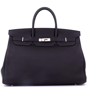 Hermes Birkin Handbag Black Togo with Palladium Hardware 40