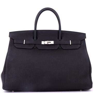 Hermes Birkin Handbag Black Togo with Palladium Hardware 40