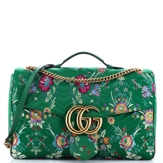 Gucci GG Marmont Top Handle Flap Bag Matelasse Floral Jacquard Maxi