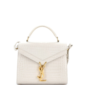 Saint Laurent Cassandra Top Handle Bag Crocodile Embossed Leather Mini