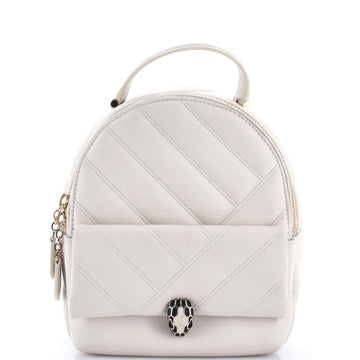 Bvlgari Serpenti Cabochon Backpack Diagonal Quilted Leather Small