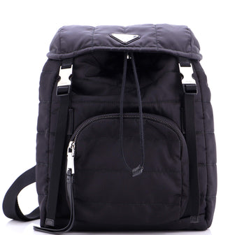 Prada Double Buckle Backpack Quilted Tessuto Medium