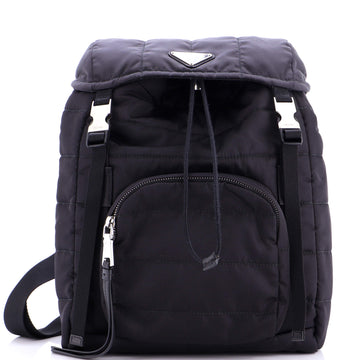 Prada Double Buckle Backpack Quilted Tessuto Medium