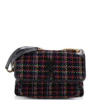 Saint Laurent Niki Chain Flap Bag Matelasse Chevron Tweed Medium