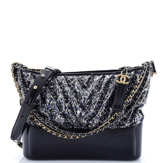 Chanel Gabrielle Hobo Chevron PVC Over Tweed Medium