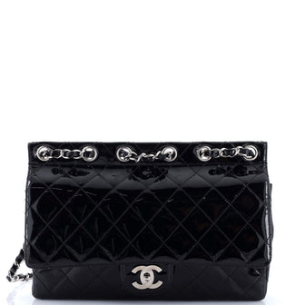 Chanel Chain Through Flap Bag Quilted Patent Jumbo