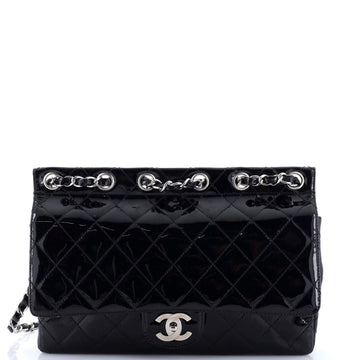 Chanel Chain Through Flap Bag Quilted Patent Jumbo